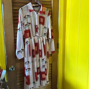 Dalia Macphee Pink Equestrian Pleated Dress